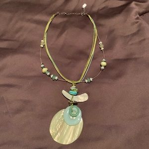 Statement Necklace Aqua Shell Design